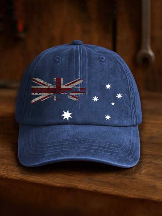 Vintage Australian Flag Badge Casual Print Hats