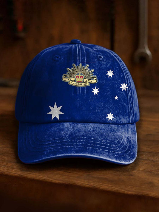 Vintage Australian Flag Badge Casual Print Hats