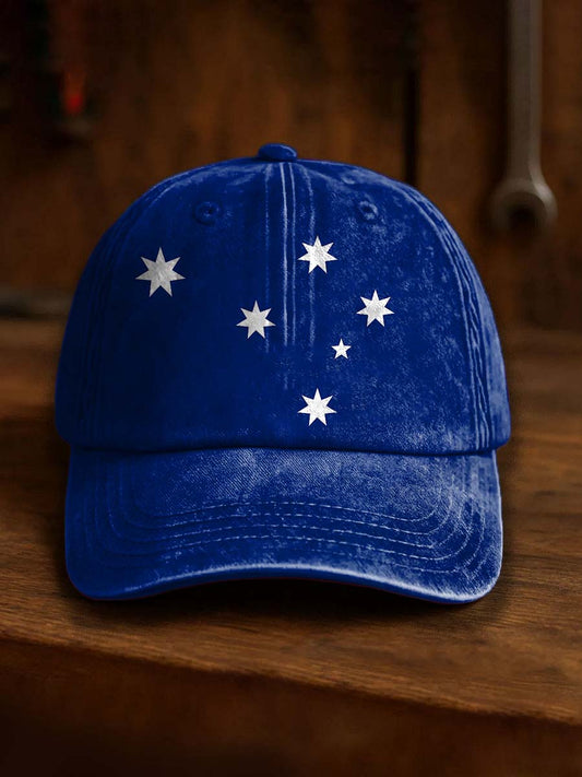 Vintage Australian Flag Badge Casual Print Hats