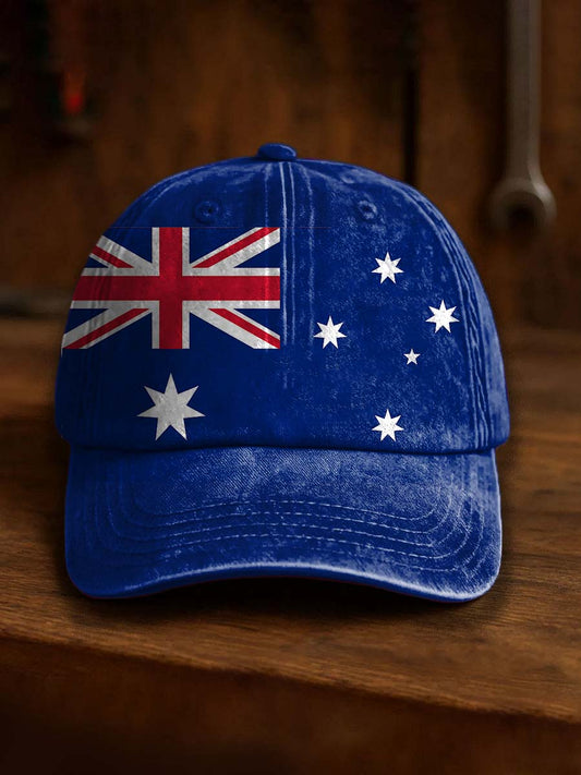 Vintage Australian Flag Badge Casual Print Hats