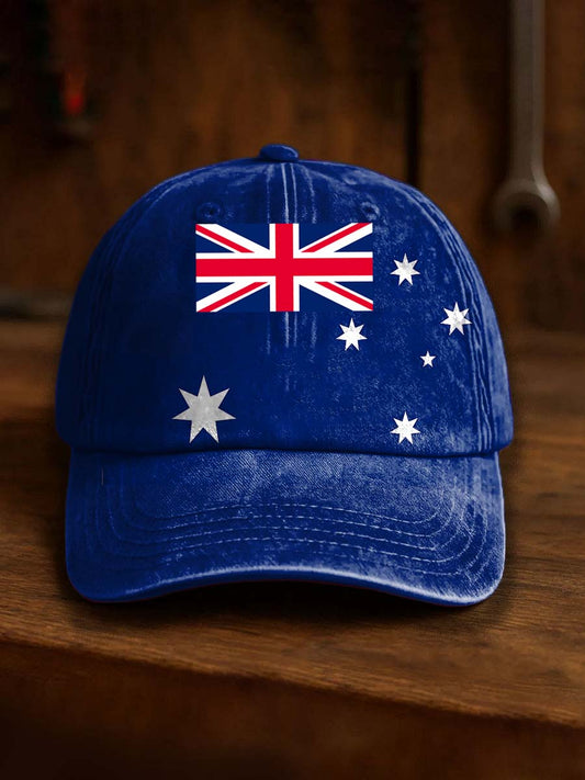 Vintage Australian Flag Badge Casual Print Hats