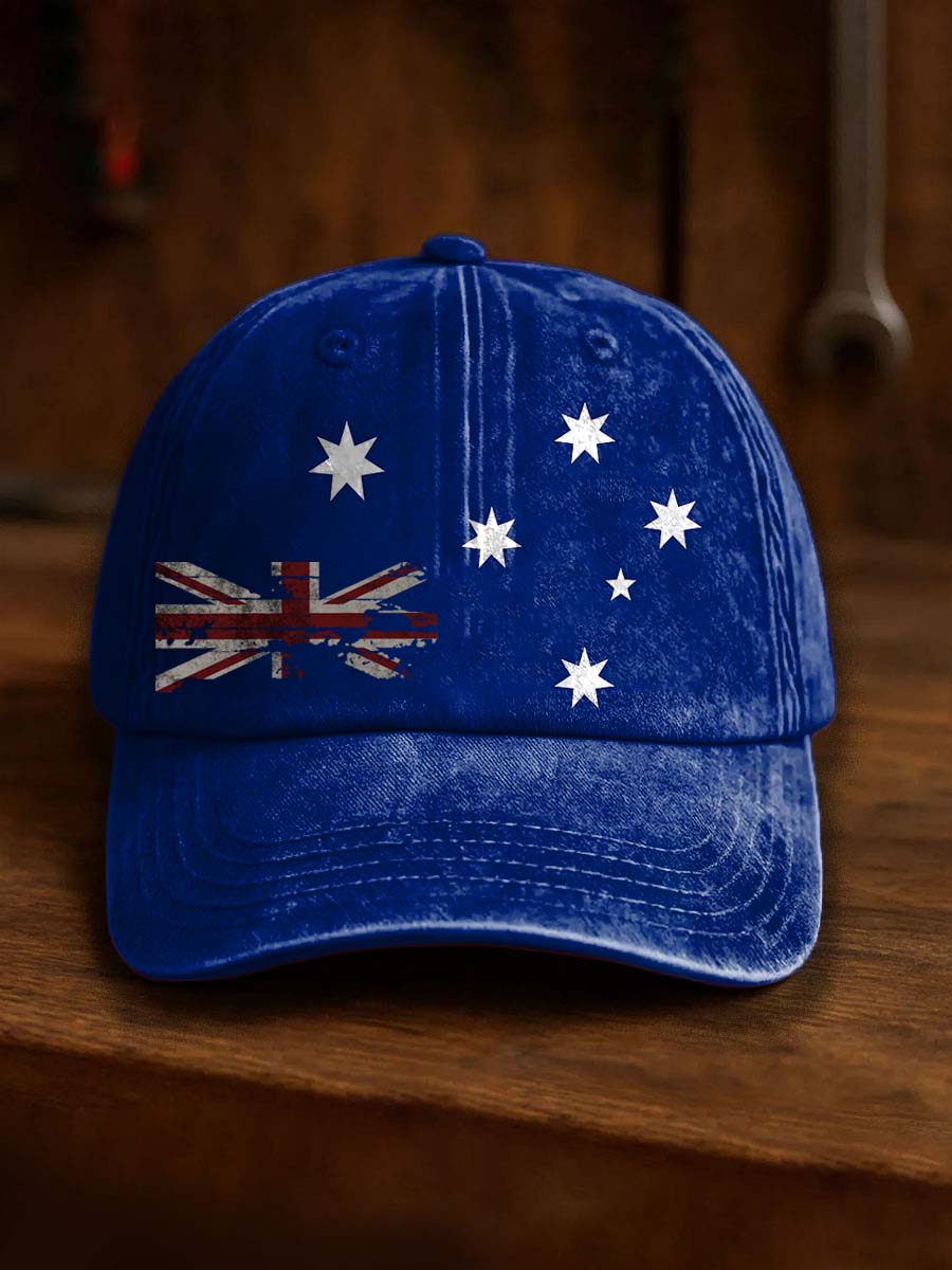 Vintage Australian Flag Badge Casual Print Hats