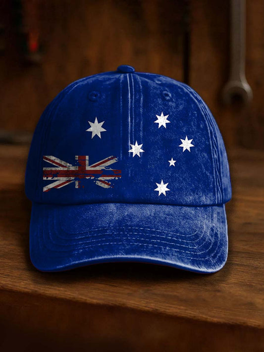 Vintage Australian Flag Badge Casual Print Hats
