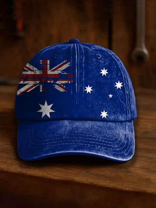 Vintage Australian Flag Badge Casual Print Hats