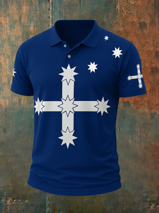 Men's Vintage Australian Eureka Flag Casual Polo Shirt