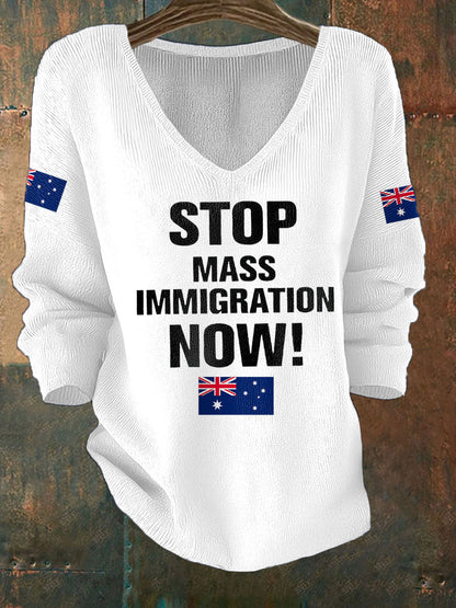 Women's AU Flag Immigration Printed Casual Tops