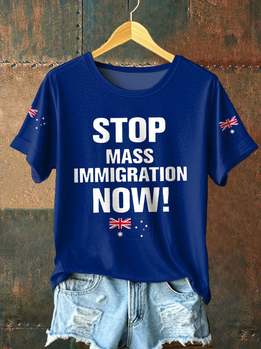 Women's AU Flag Immigration Printed T-shirt