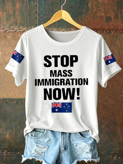 Women's AU Flag Immigration Printed T-shirt