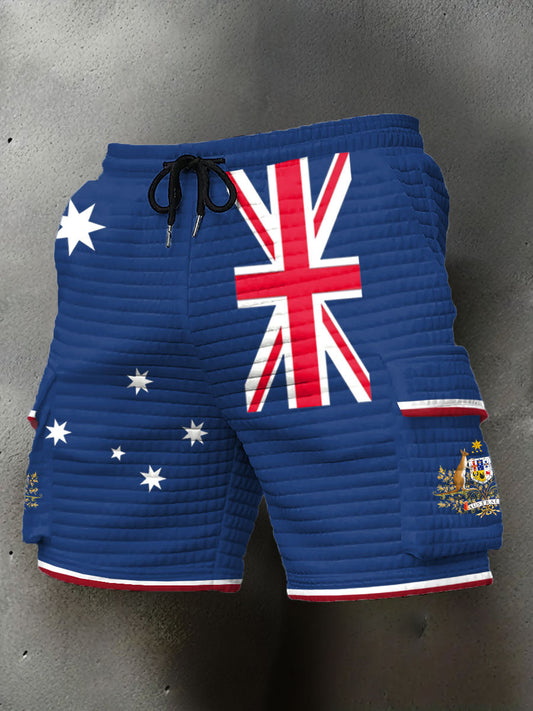 Men's AU Flag Printed Shorts