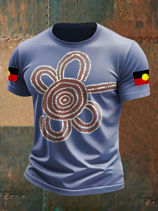 Men's Australian Aboriginal art and design Printed short sleeves t-shirt