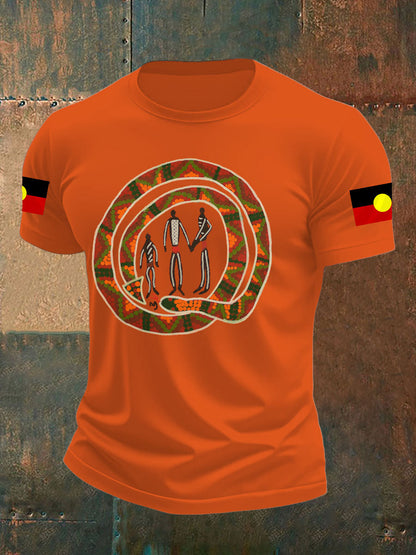 Men's Australian Aboriginal art and design Printed short sleeves t-shirt