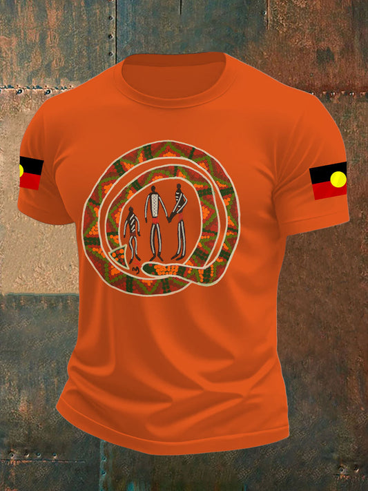 Men's Australian Aboriginal art and design Printed short sleeves t-shirt