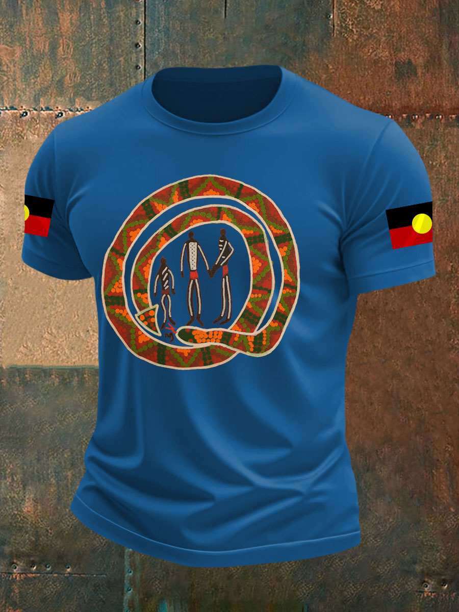 Men's Australian Aboriginal art and design Printed short sleeves t-shirt