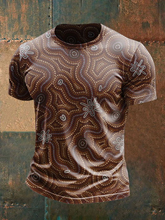 Men's Australian Aboriginal art and design Printed short sleeves t-shirt