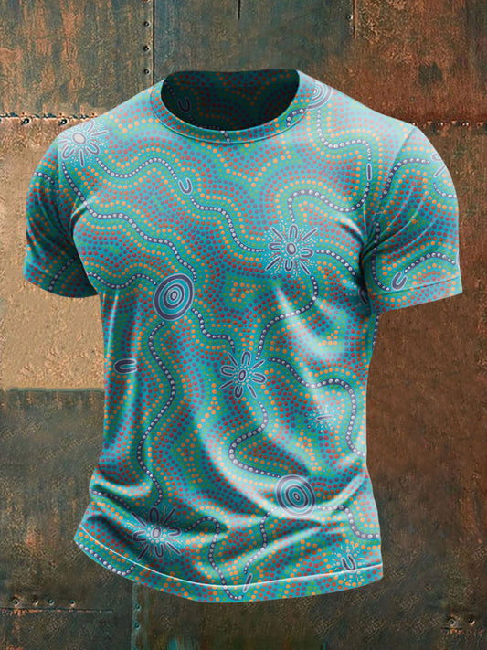 Men's Australian Aboriginal art and design Printed short sleeves t-shirt
