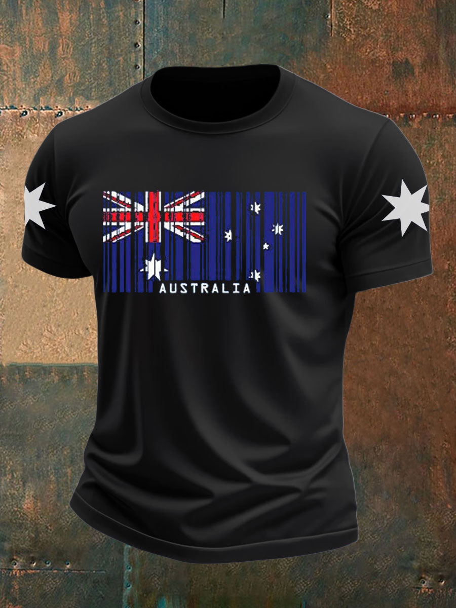 Men's Australian Flag imitation cotton short-sleeved T-shirt