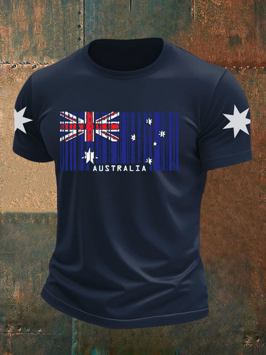 Men's Australian Flag imitation cotton short-sleeved T-shirt