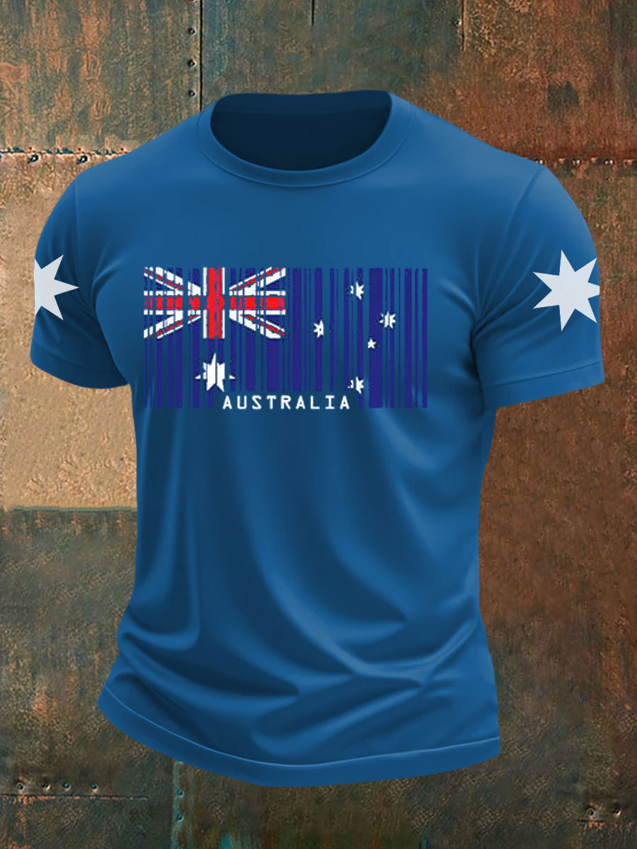 Men's Australian Flag imitation cotton short-sleeved T-shirt