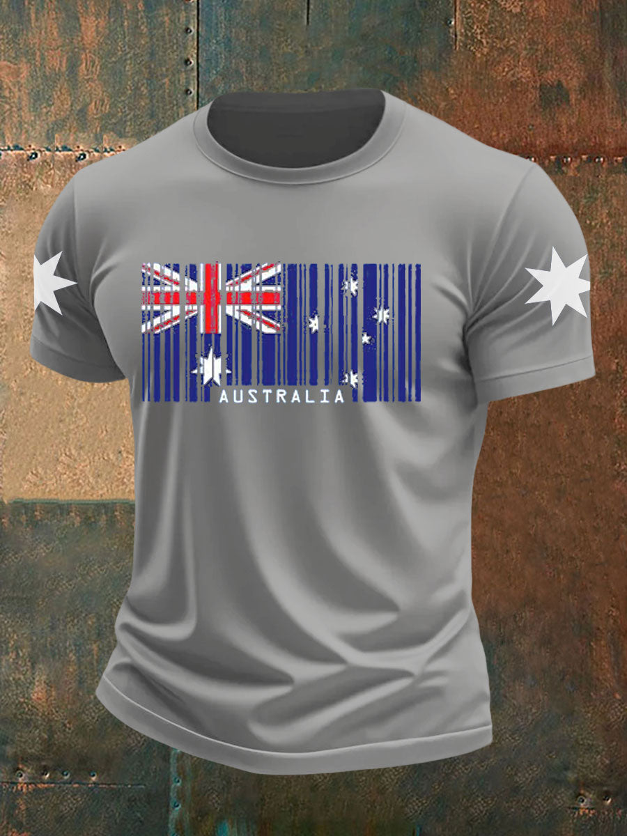 Men's Australian Flag imitation cotton short-sleeved T-shirt