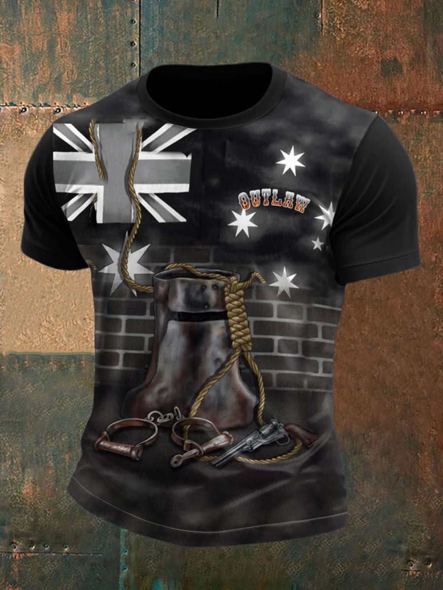 Men's Eureka Flag Aussie Outlaw Printed T-shirt