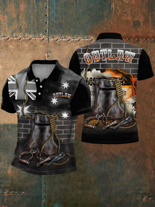 Men's Eureka Flag Aussie Outlaw Printed Casual Tops