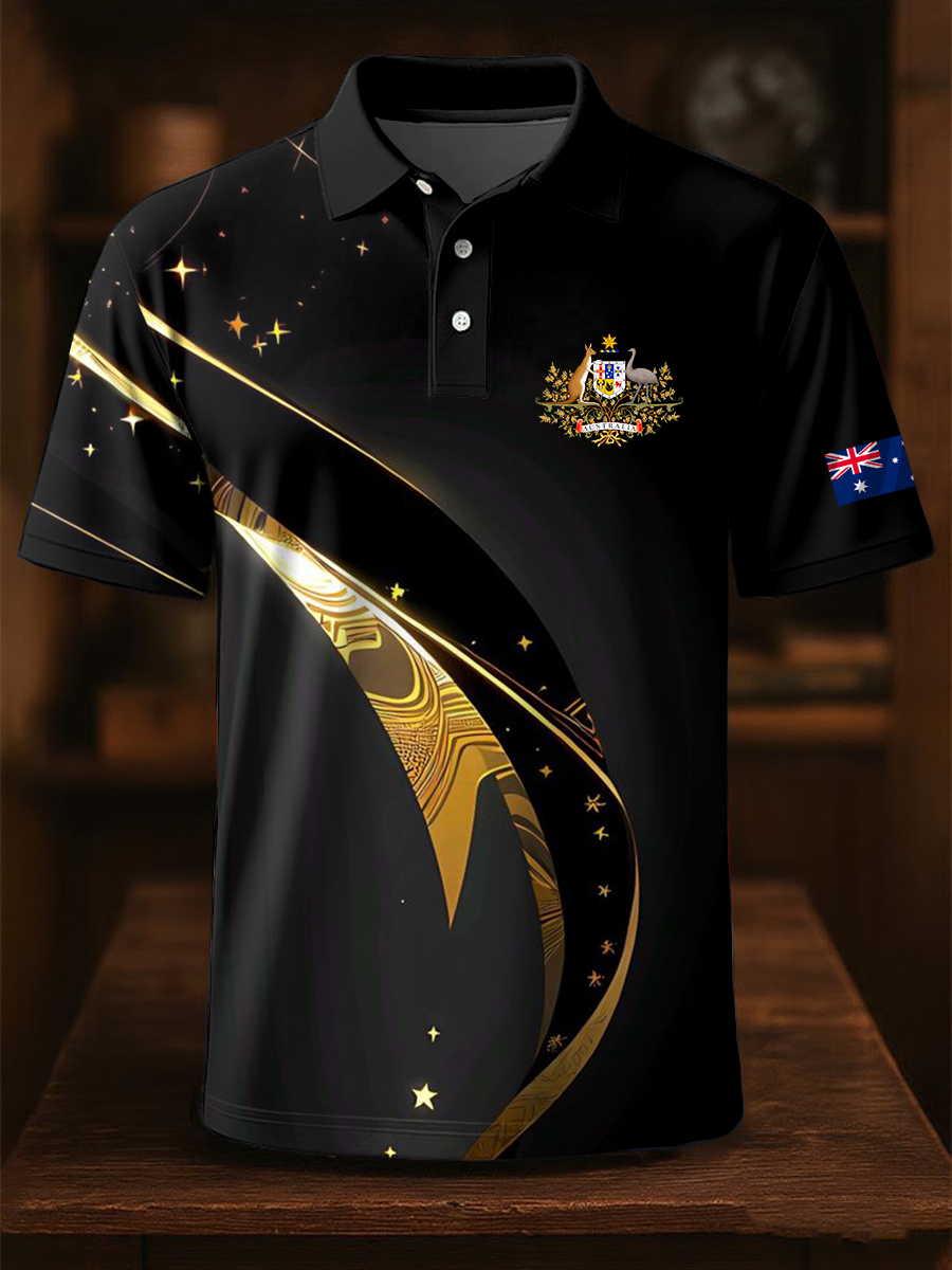Men's Australian business style Printed short sleeve shirt