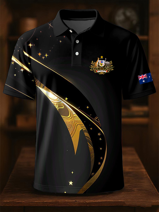 Men's Australian business style Printed short sleeve shirt