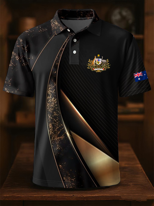 Men's Australian business style Printed short sleeve shirt