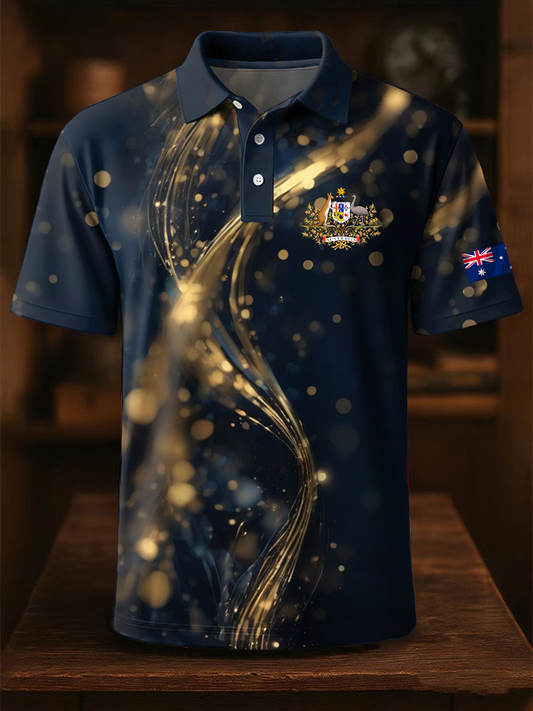 Men's Australian business style Printed short sleeve shirt