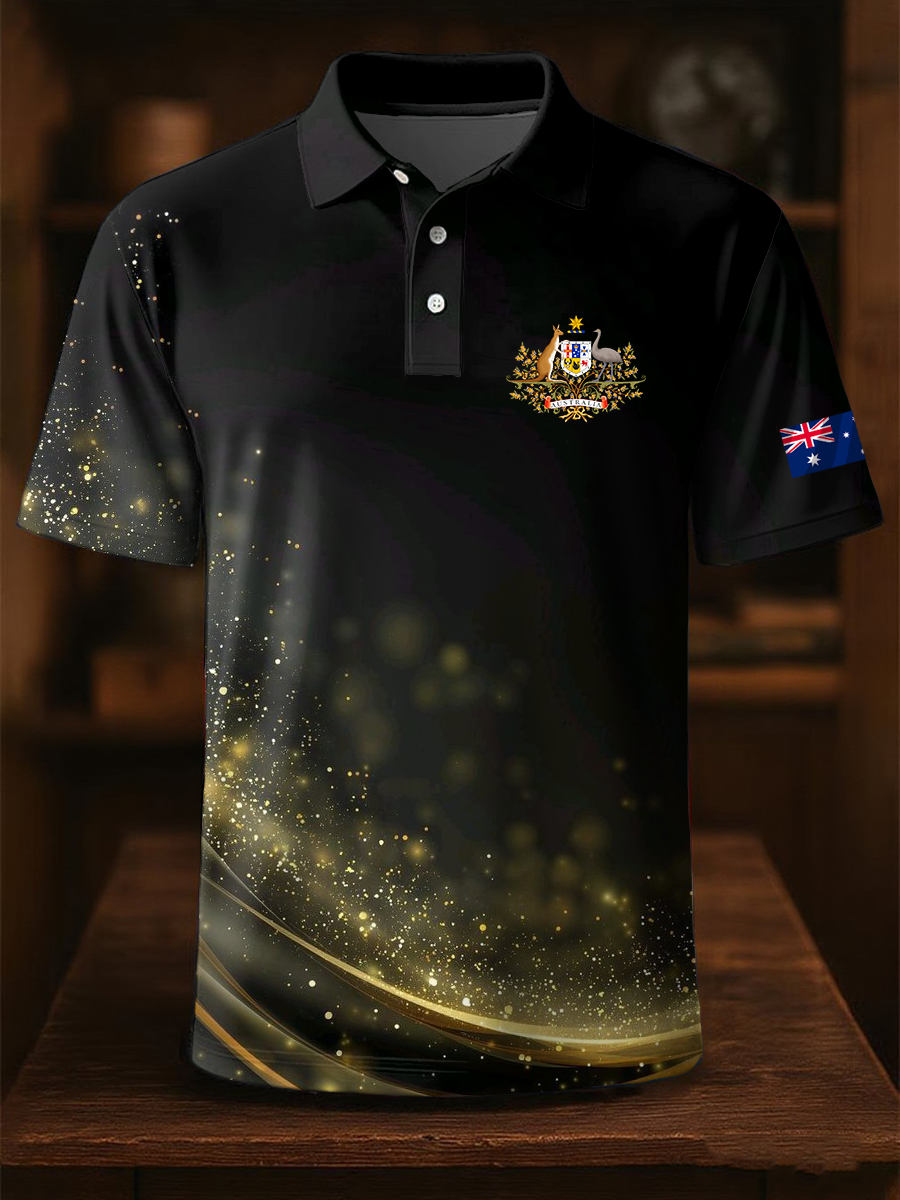 Men's Australian business style Printed short sleeve shirt