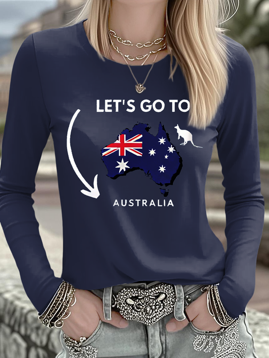 Women's  Australian Printed Casual Long Sleeve Shirt