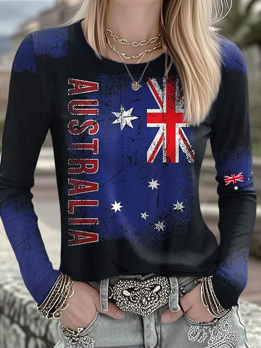 Women's  Australian Printed Casual Long Sleeve Shirt