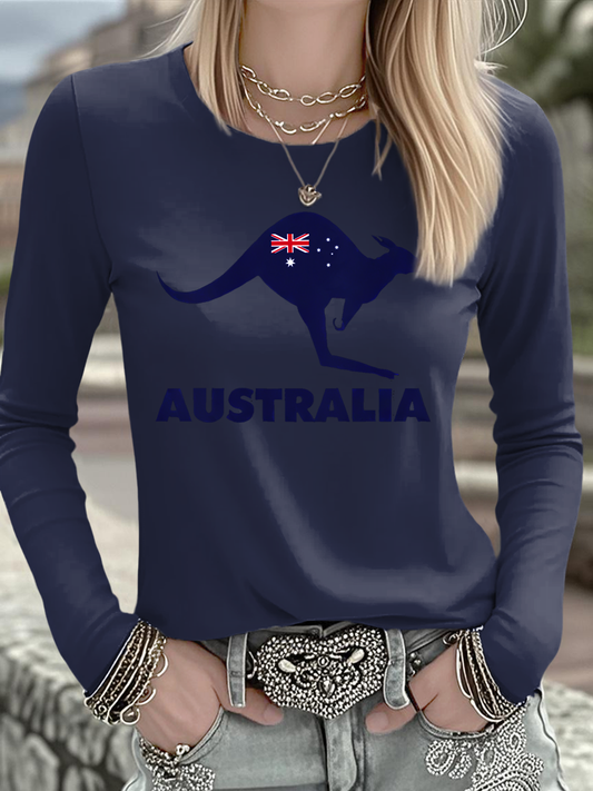 Women's  Australian Printed Casual Long Sleeve Shirt