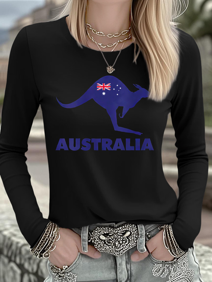 Women's  Australian Printed Casual Long Sleeve Shirt