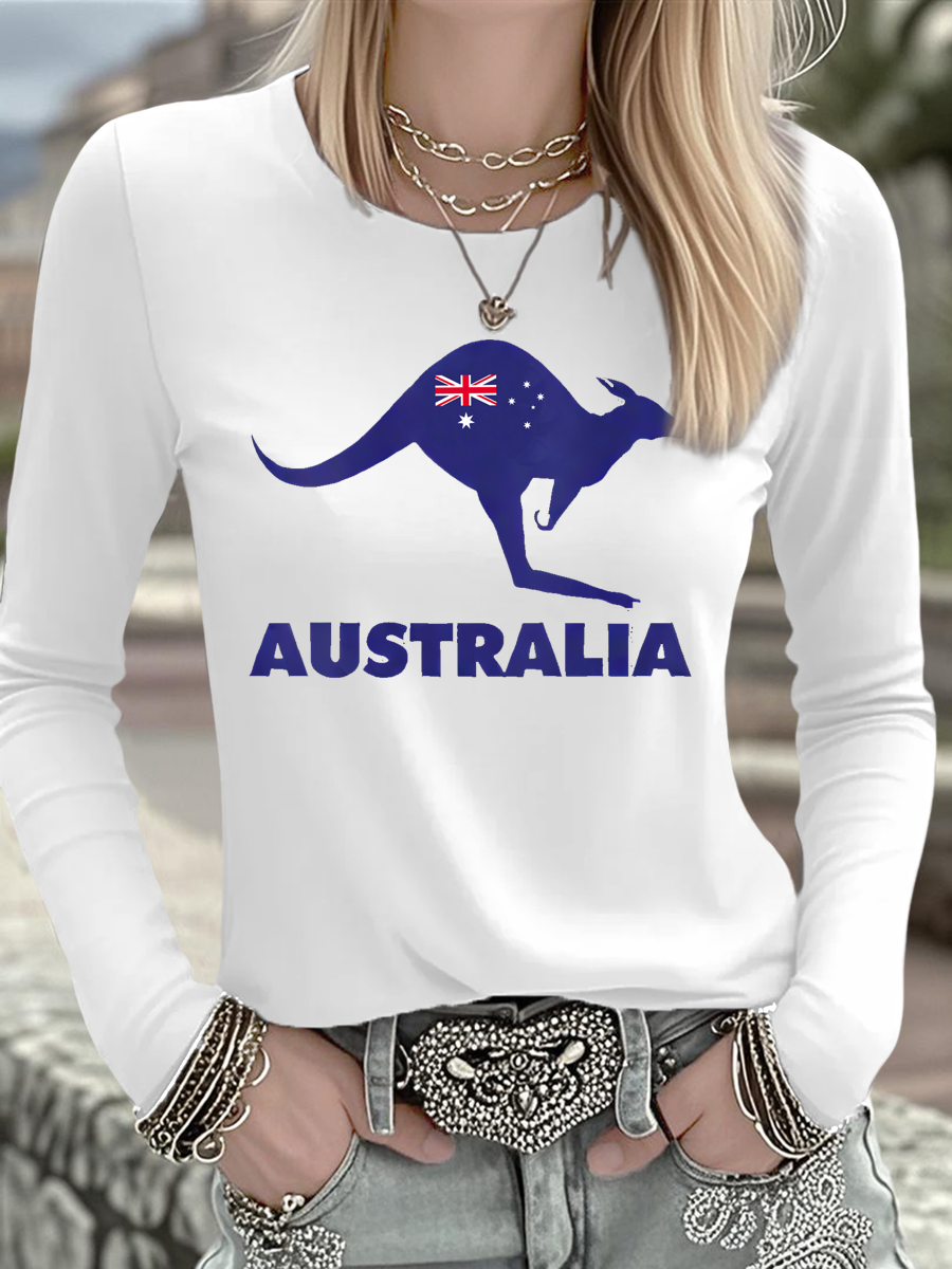 Women's  Australian Printed Casual Long Sleeve Shirt