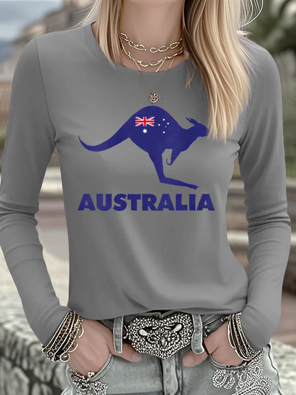 Women's  Australian Printed Casual Long Sleeve Shirt