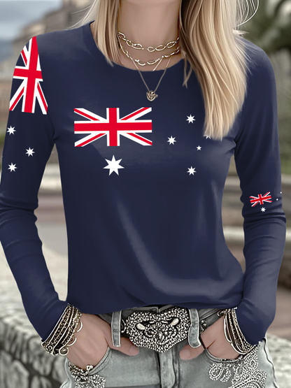 Women's  Australian Printed Casual Long Sleeve Shirt