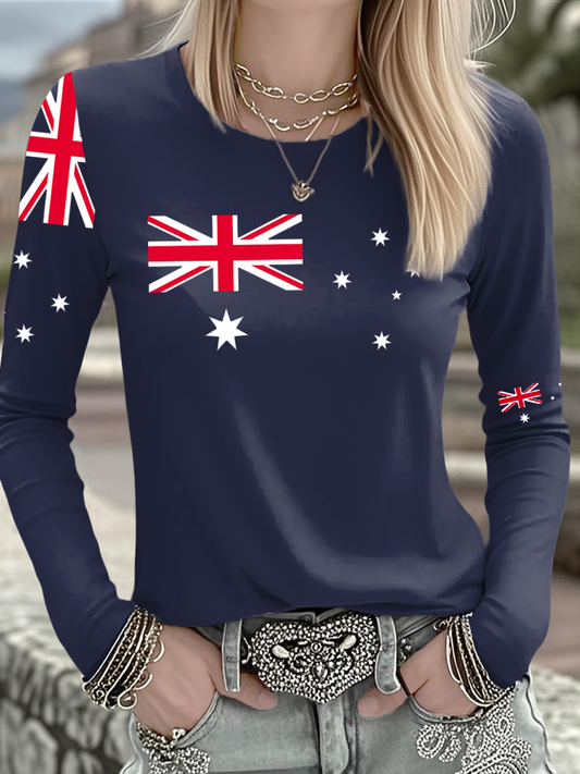Women's  Australian Printed Casual Long Sleeve Shirt