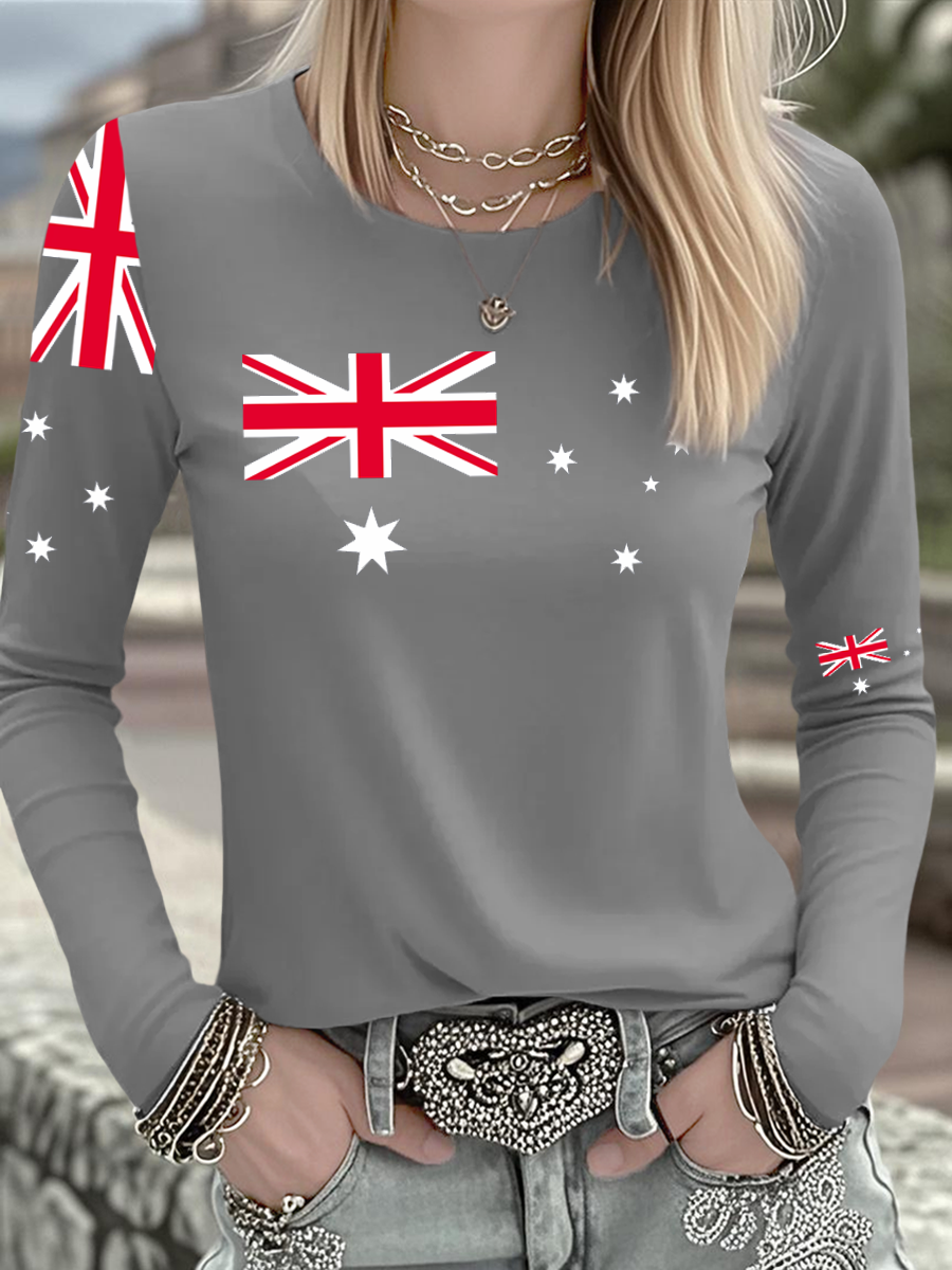Women's  Australian Printed Casual Long Sleeve Shirt