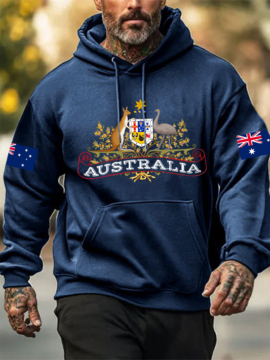 Men's Australian Flag Long Sleeve Hooded Sweatshirt