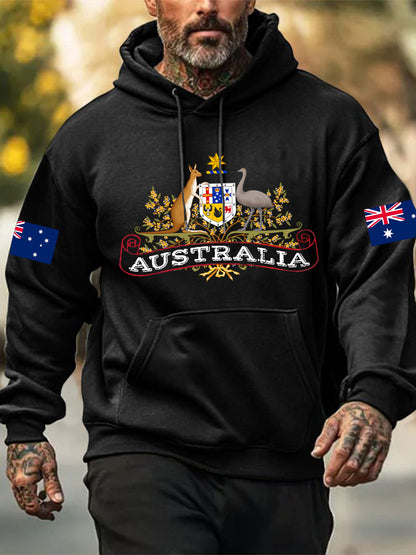 Men's Australian Flag Long Sleeve Hooded Sweatshirt
