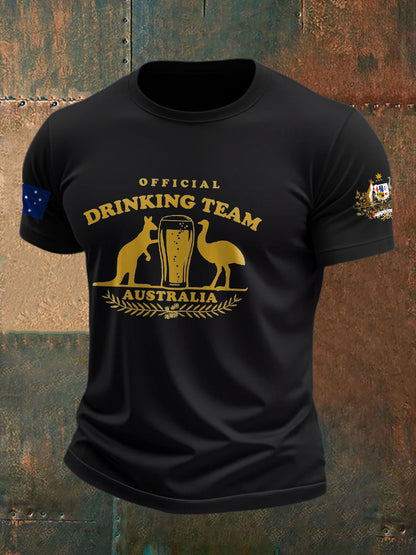 Men's Aussie Drinking Team Printed T-shirt