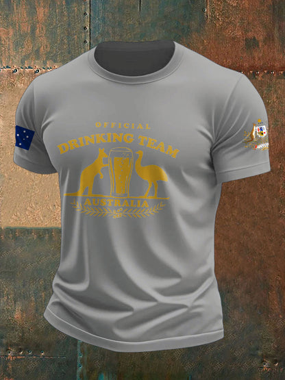 Men's Aussie Drinking Team Printed T-shirt