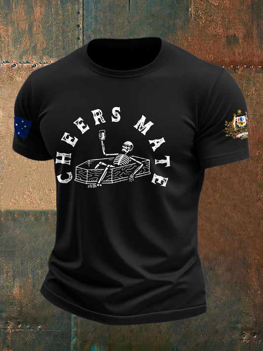 Men's Aussie Drinking Funny Printed T-shirt