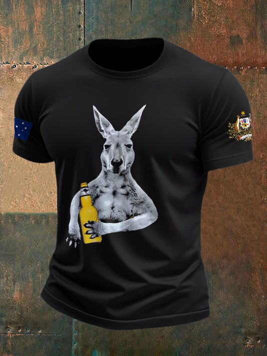 Men's Aussie Drinking Funny Printed T-shirt