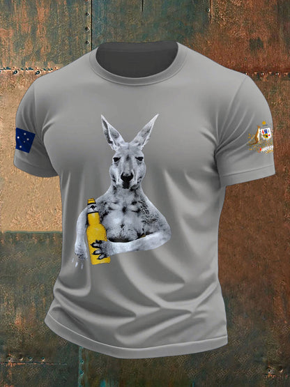 Men's Aussie Drinking Funny Printed T-shirt