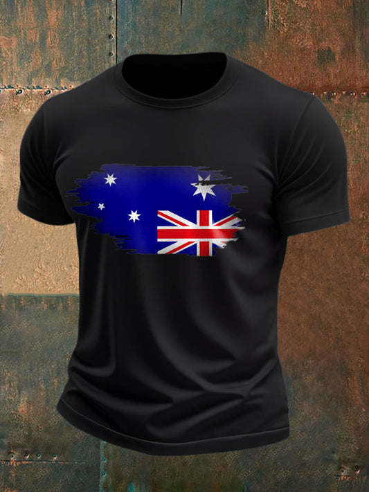 Men's Upside Down Flag AU Flag Printed T-shirt
