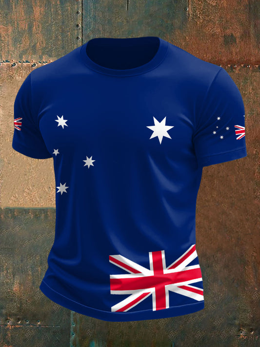 Men's Upside Down Flag AU Flag Printed T-shirt