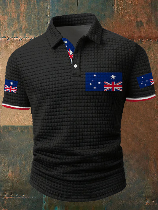 Men's Upside Down Flag AU Flag Printed Casual Tops