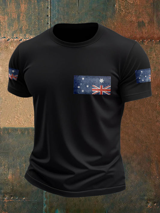 Men's Upside Down Flag AU Flag Printed T-shirt